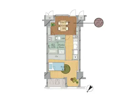 ジェイピーノイエ横浜平沼(1LDK/9階)の間取り写真