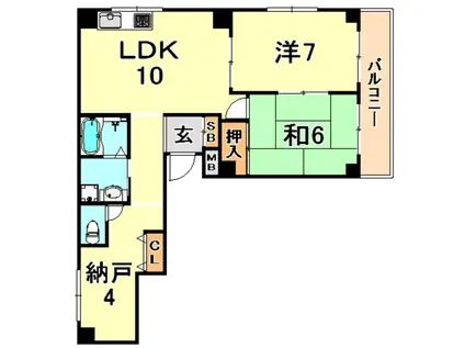 Tビル(2SLDK/3階)の間取り写真