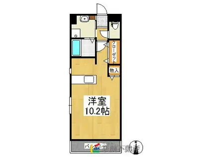 セントサーII(1K/4階)の間取り写真