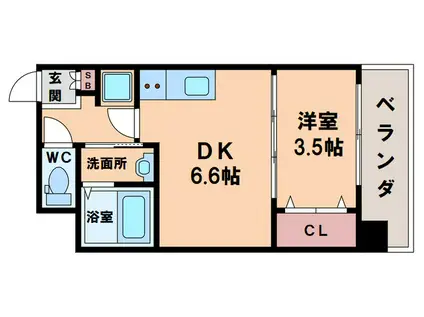 クレストタップ天王寺イースト(1DK/2階)の間取り写真
