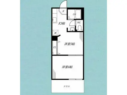 Mハイツ(2K/1階)の間取り写真