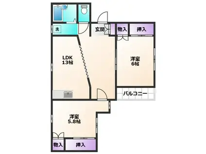 サンエルム 3(2LDK/2階)の間取り写真