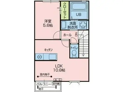 ランシェ(1LDK/2階)の間取り写真