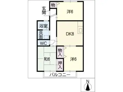 ブリリアントメゾン A(3DK/1階)の間取り写真