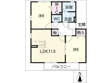レジデンス六原2(2LDK/2階)の間取り写真