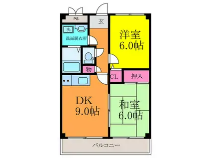 プラムディセント(2DK/4階)の間取り写真