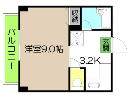 西谷コーポII(1K/2階)の間取り写真