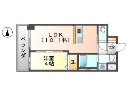 リエール武庫之荘(1LDK/4階)の間取り写真