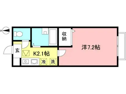 メゾン・ド・フルールII(1K/2階)の間取り写真