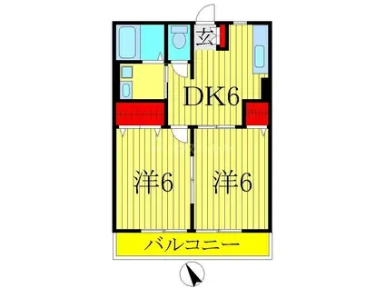 コンチェルト(2DK/2階)の間取り写真