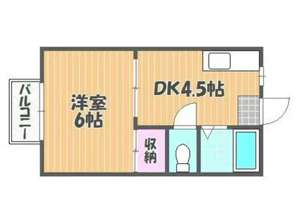 サンサリーレ富原(1K/2階)の間取り写真