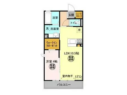 パークドオートムD棟(1LDK/3階)の間取り写真