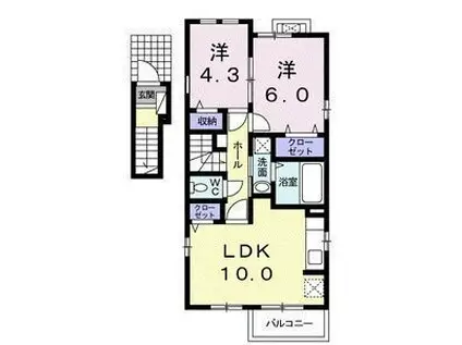 ホーク兵庫Ⅱ(2LDK/2階)の間取り写真