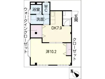 杉山ビル(1DK/2階)の間取り写真