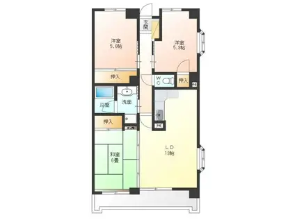 グリーンパーク(3LDK/2階)の間取り写真