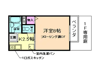 グラシヨンヨシ(1K/1階)の間取り写真