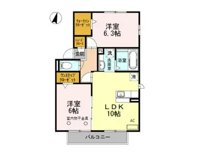 アムールII(2LDK/2階)の間取り写真