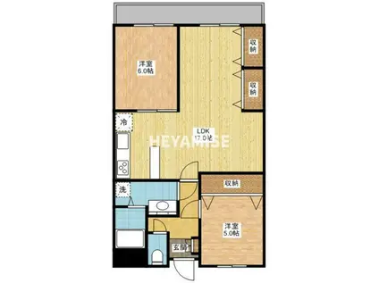 夕福マンション(2LDK/2階)の間取り写真