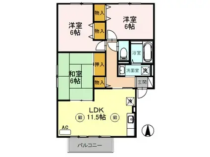 グリーンズ(3LDK/2階)の間取り写真