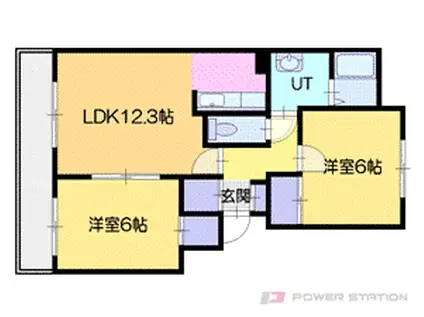 カルム・桜I(2LDK/3階)の間取り写真