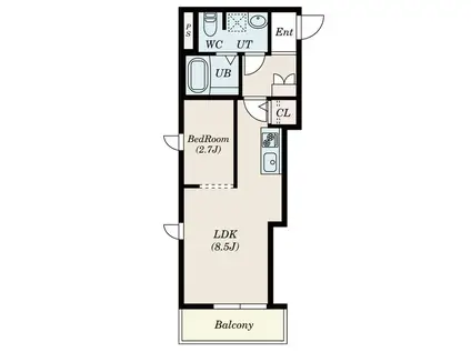 KSK南仙台(1LDK/2階)の間取り写真