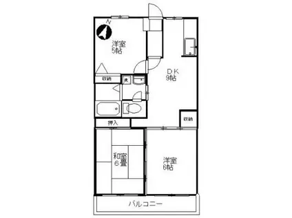 フレアK(3DK/5階)の間取り写真