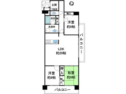 ライオンズマンション北鈴蘭台第二(3LDK/8階)の間取り写真