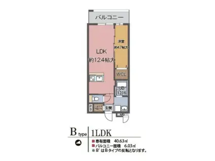 パラファーレ玉造(1LDK/7階)の間取り写真
