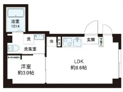 レピュア十条レジデンスII(1LDK/2階)の間取り写真