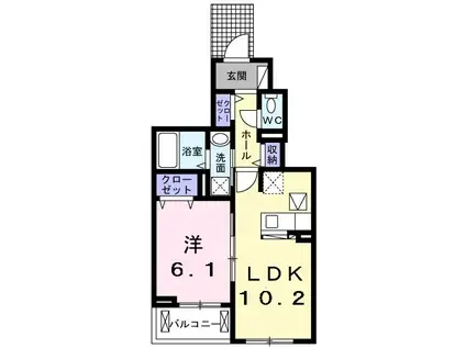 イーケー サングレース(1LDK/1階)の間取り写真