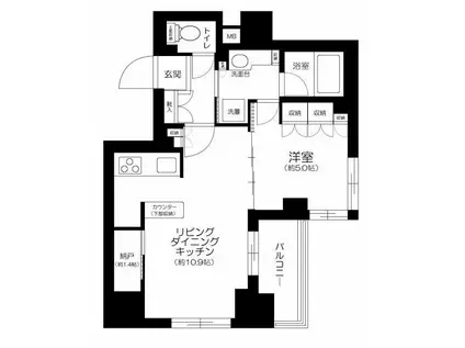 プレミスト日本橋浜町リデアル(1LDK/3階)の間取り写真
