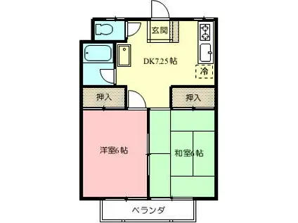ブライトホームA(2DK/1階)の間取り写真