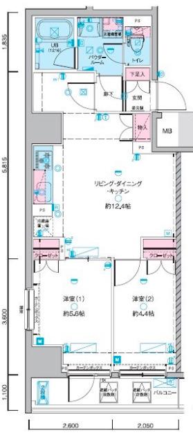 GENOVIA浅草IV SKYGARDEN(2LDK/7階)の間取り写真