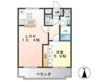 フォレストコート(1LDK/2階)の間取り写真