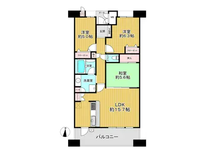 ディークラディア鶴見アクロスタワー(3LDK/15階)の間取り写真