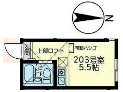 ユナイト川崎ロゼッタストーン(ワンルーム/2階)の間取り写真