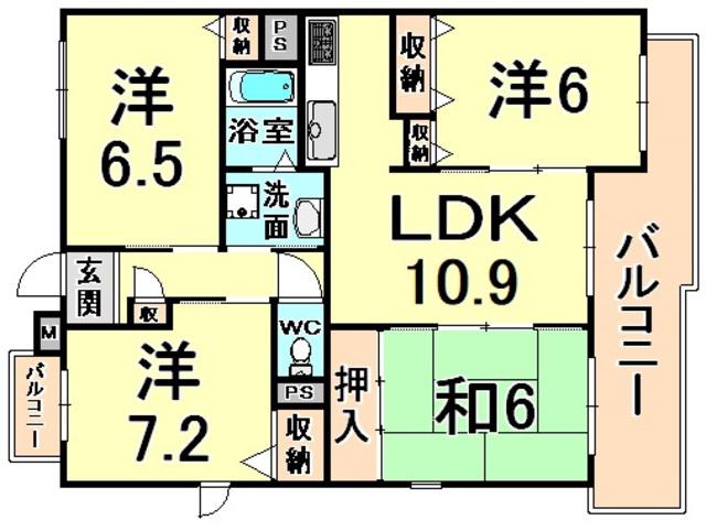 エスタブレ(4LDK/4階)の間取り写真