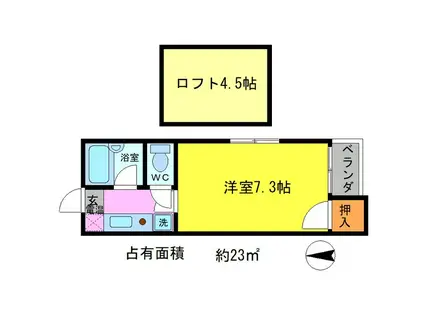 リュミエル西村(1K/2階)の間取り写真