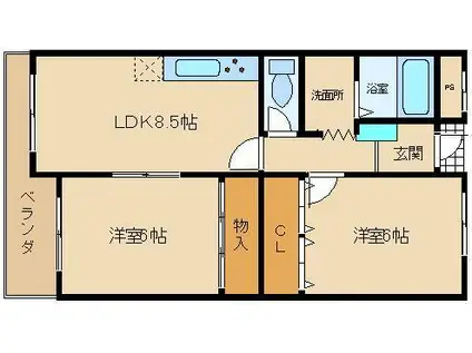 プリマベーラ高石(2LDK/2階)の間取り写真
