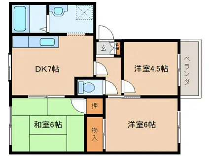 三央ハイツ(3DK/2階)の間取り写真