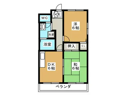 ネオフラッツA棟(2DK/3階)の間取り写真