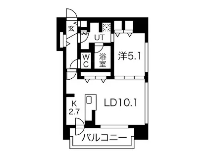F中の島(1LDK/2階)の間取り写真