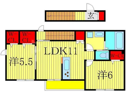 CHAMBREUIL(2LDK/2階)の間取り写真