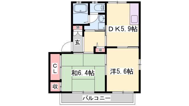 プレミール上中(2K/1階)の間取り写真