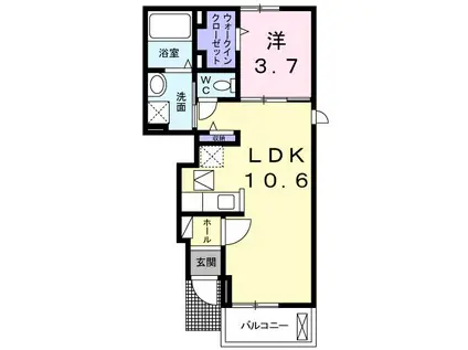 アベニール2番館(1LDK/1階)の間取り写真