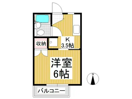 ハイツ野口(1K/2階)の間取り写真