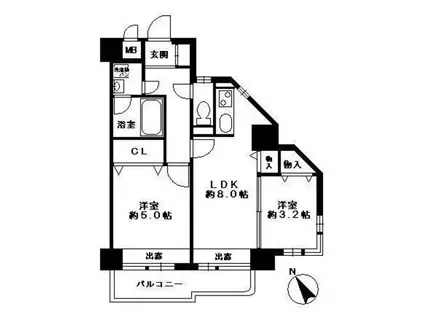 エステート・モア博多APEX(2LDK/9階)の間取り写真