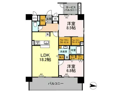 LENVOL MEIEKI(2LDK/10階)の間取り写真
