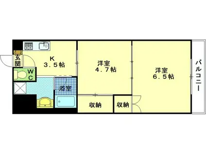 ディアコート大芝(2K/7階)の間取り写真