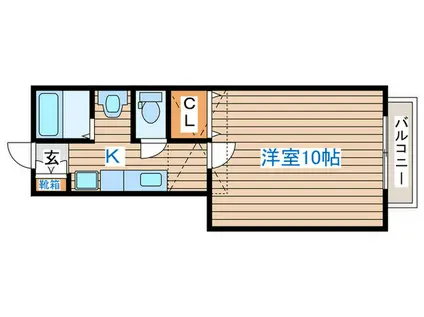 エルマーノ愛子中央弐番館(1K/2階)の間取り写真